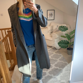 Rainbow chevron on bright blue tee (medium size 12)