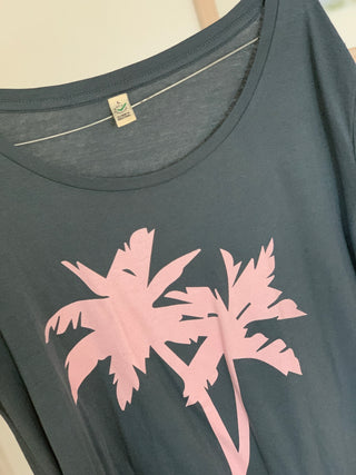Grey palm trees on a grey tee (size large UK 14)