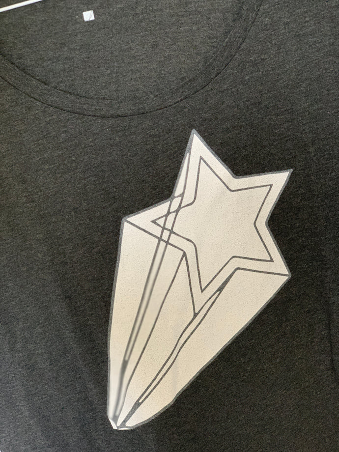 Shooting Stars on dark grey tee (size 12)