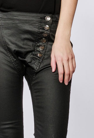 Brixton black faux leather jeans with asymmetric waist detail
