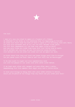 The Dash poem, A4 print